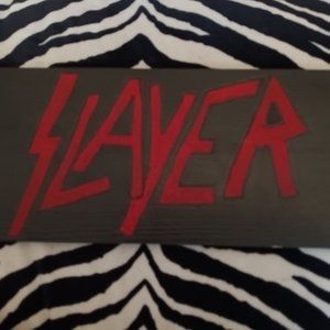 SLAYER WOOD BURNED BLACK PLAQUE